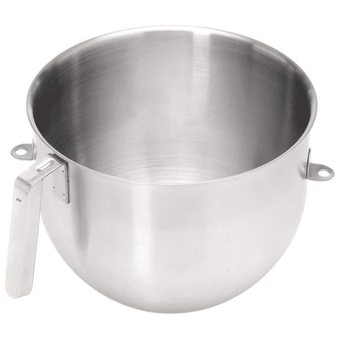 KitchenAid 8-quart mixing bowl front view showing brushed stainless finish and capacity benefit