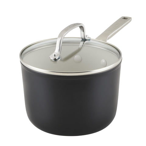 KitchenAid matte black front view showing sleek pan and lid, stylish countertop benefit