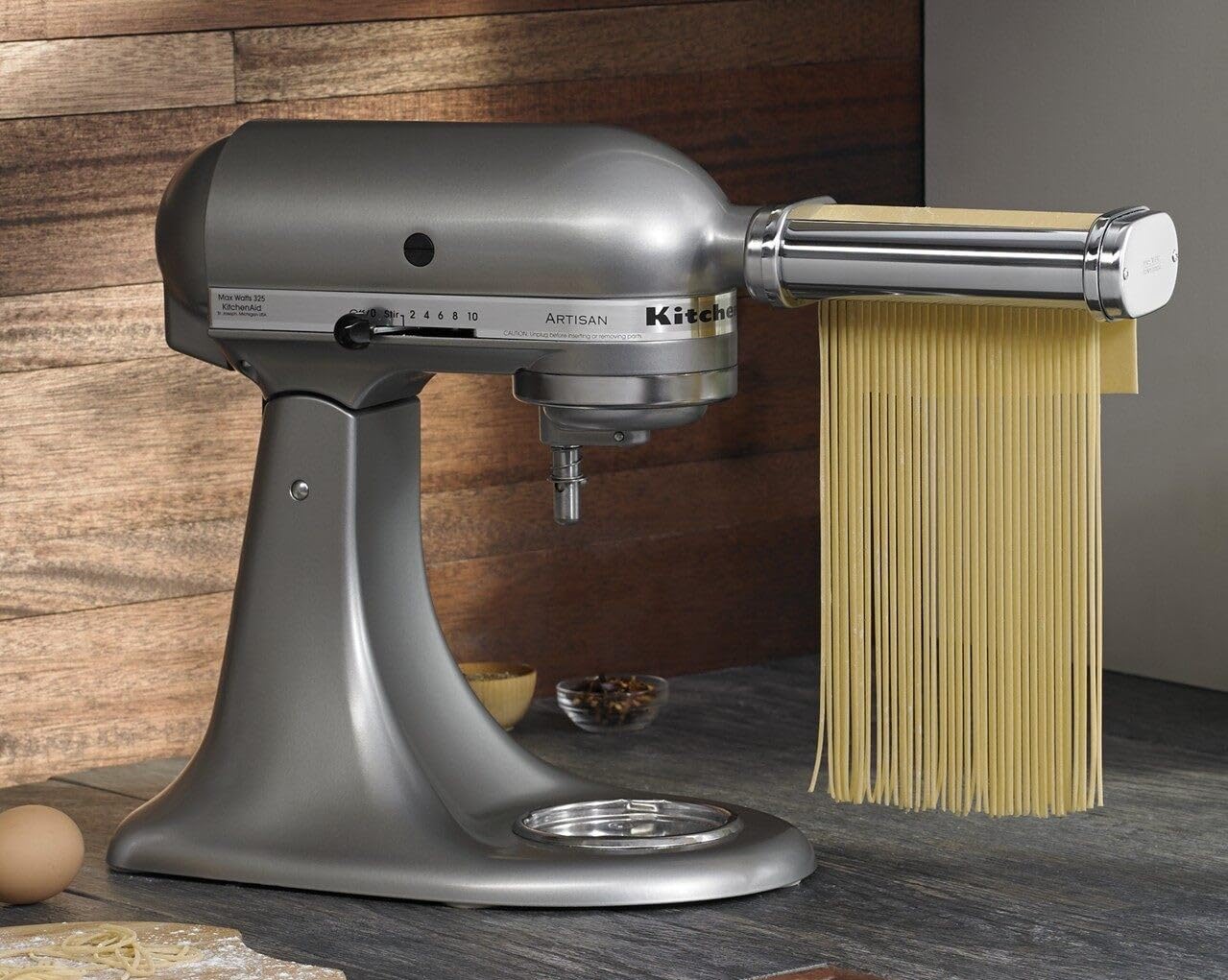 KitchenAid close-up of stainless steel rollers for smooth even dough