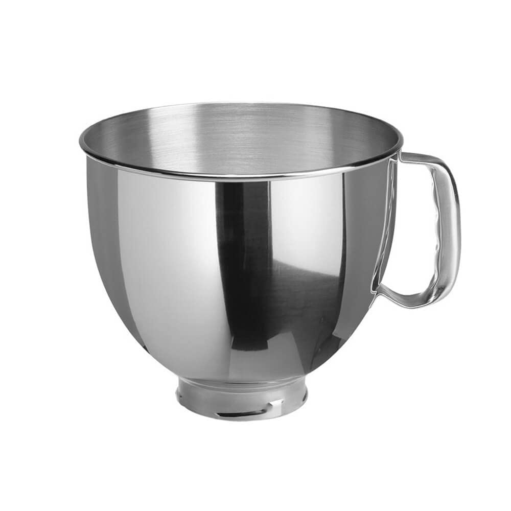 KitchenAid polished stainless bowl front view showing capacity and durable finish for versatile mixing