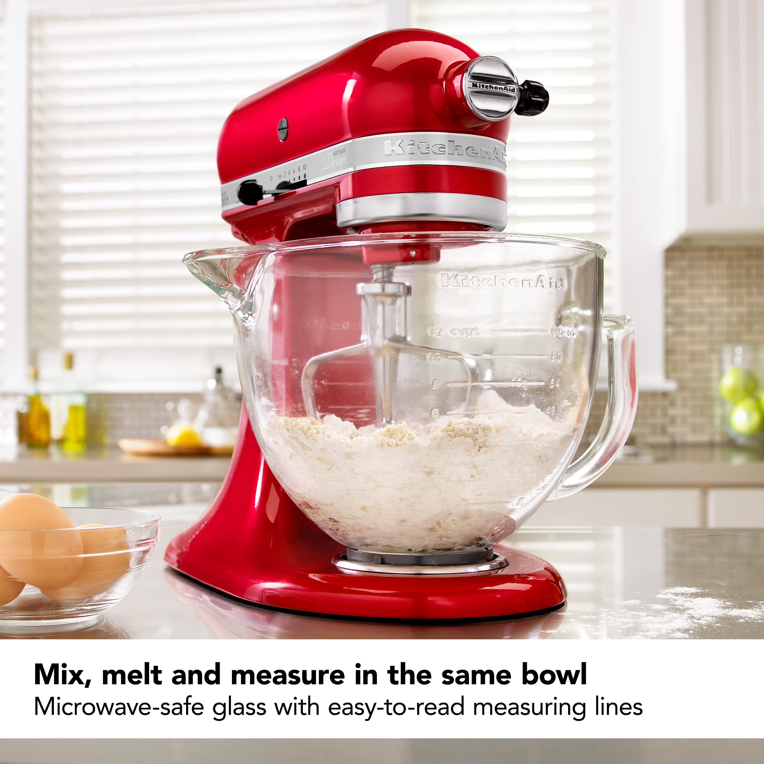 KitchenAid pouring spout and handle detail for controlled pouring and grip