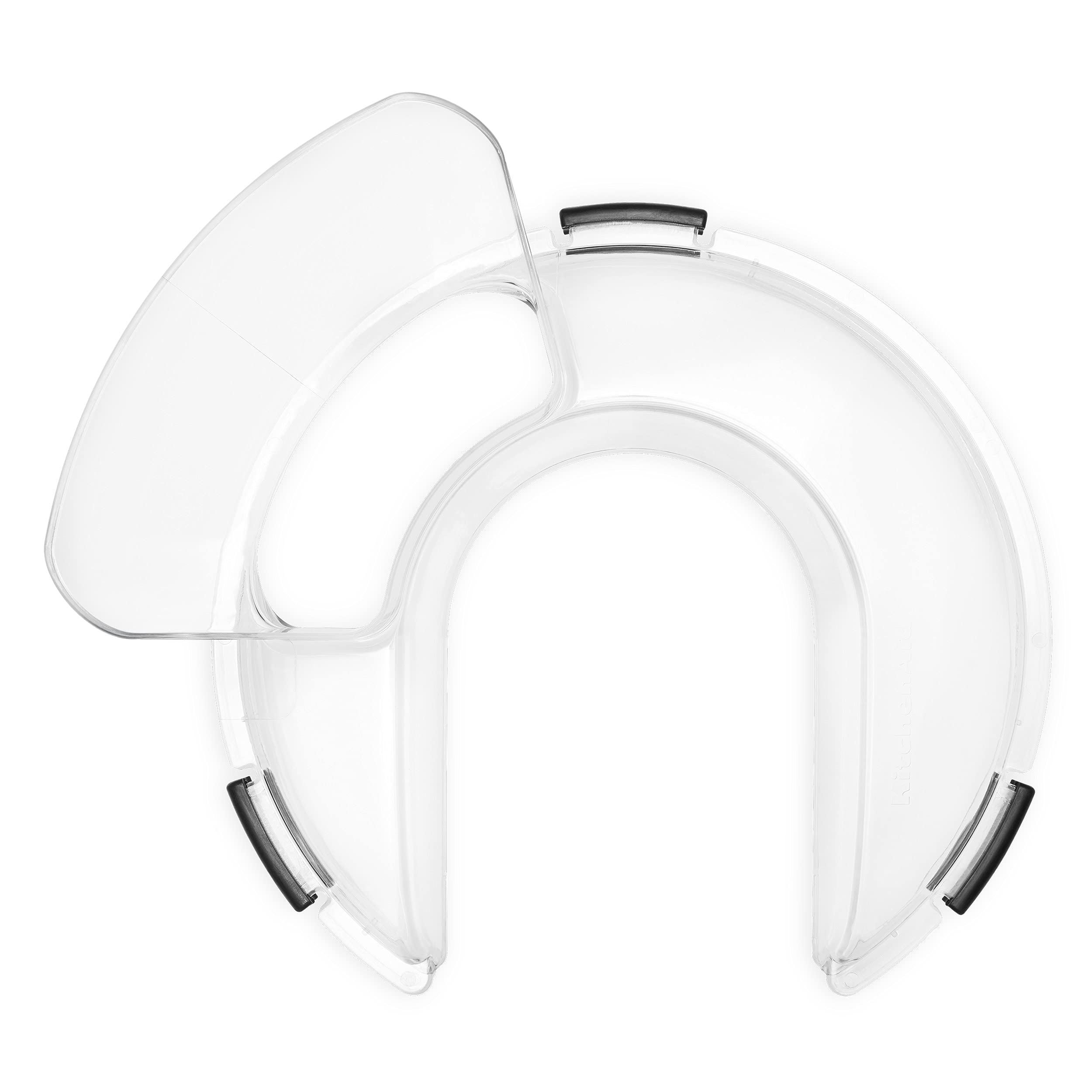 KitchenAid pouring shield front view showing full-rim coverage and cleaner mixing