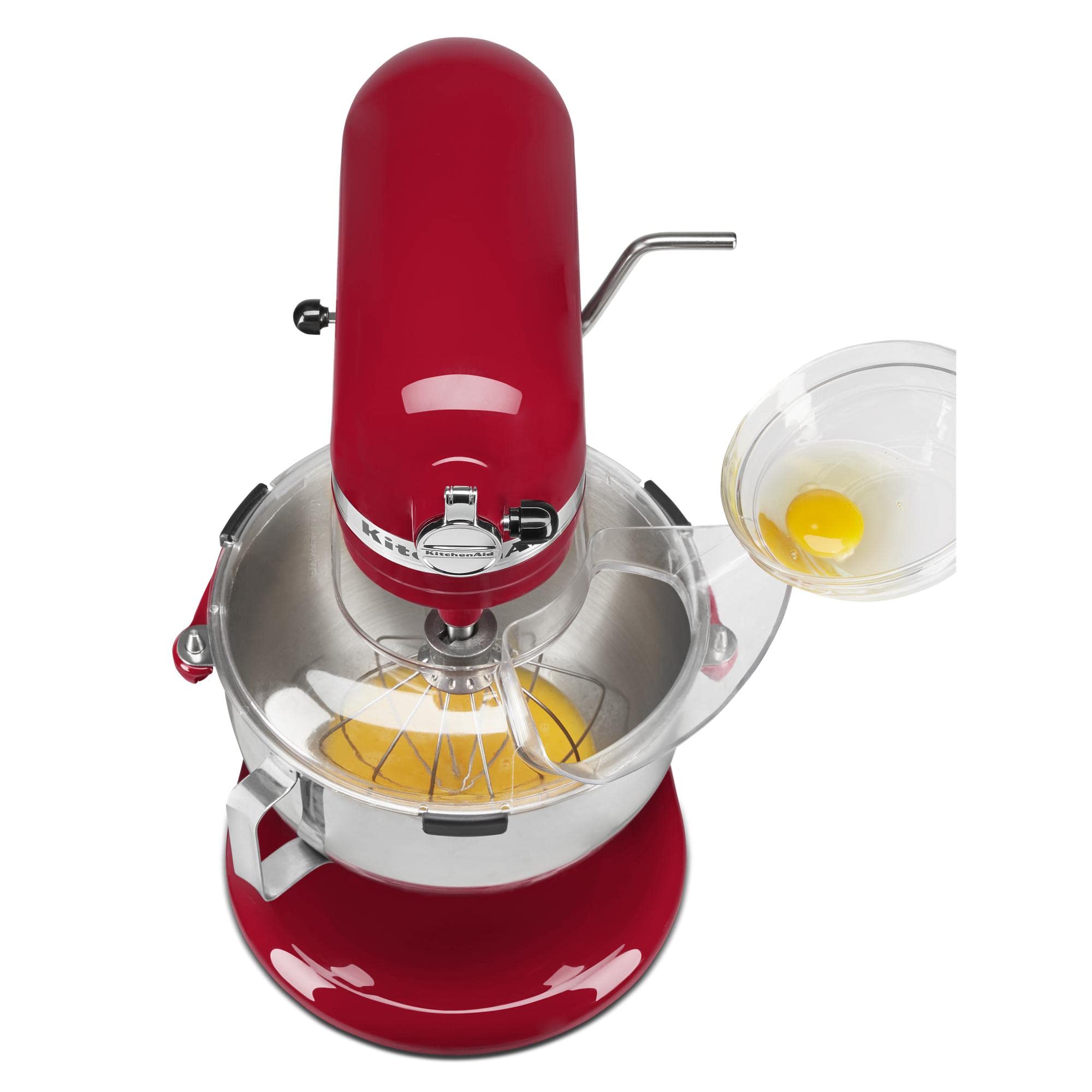 KitchenAid pouring shield in use while mixing to keep countertops clean