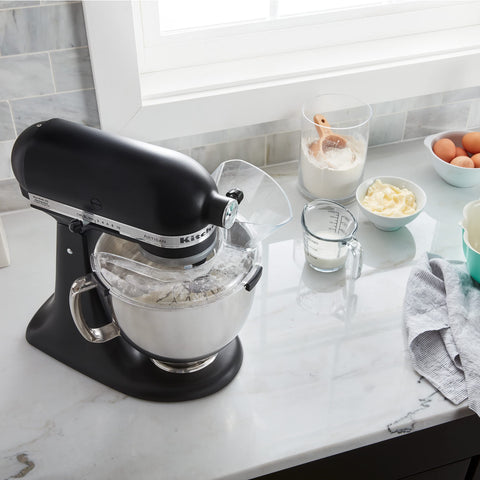 KitchenAid pouring shield in kitchen scene demonstrating tidier countertop and workflow