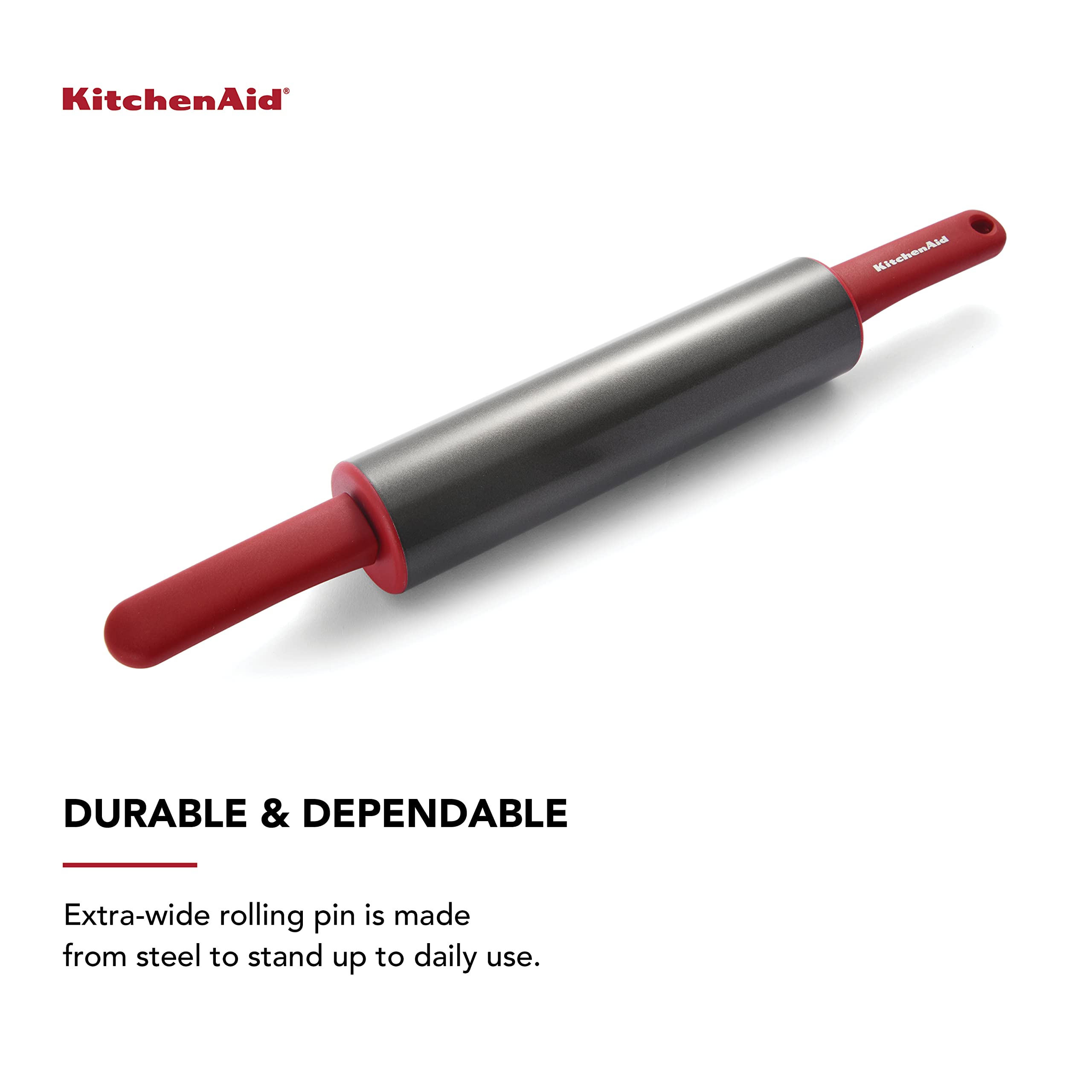 KitchenAid rolling pin barrel close-up highlighting nonstick coating for easy release