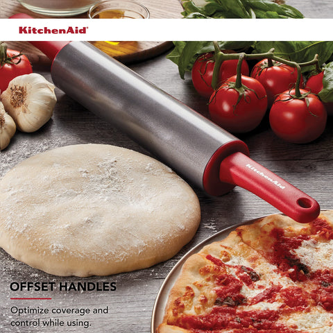 KitchenAid rolling pin rolling out pie crust demonstrating even thickness and control