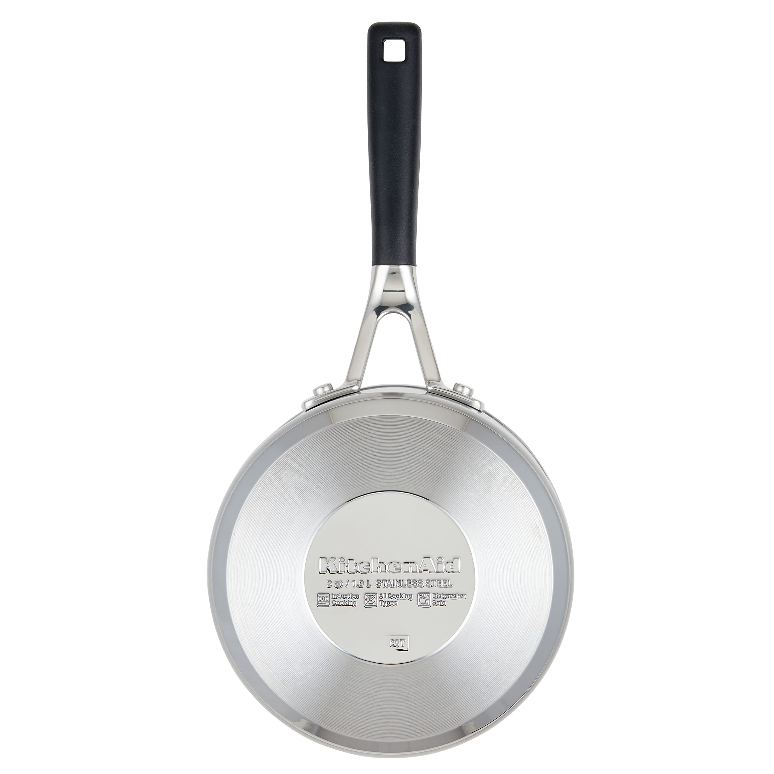 KitchenAid saucepan stacked and dishwasher-ready for easy cleanup