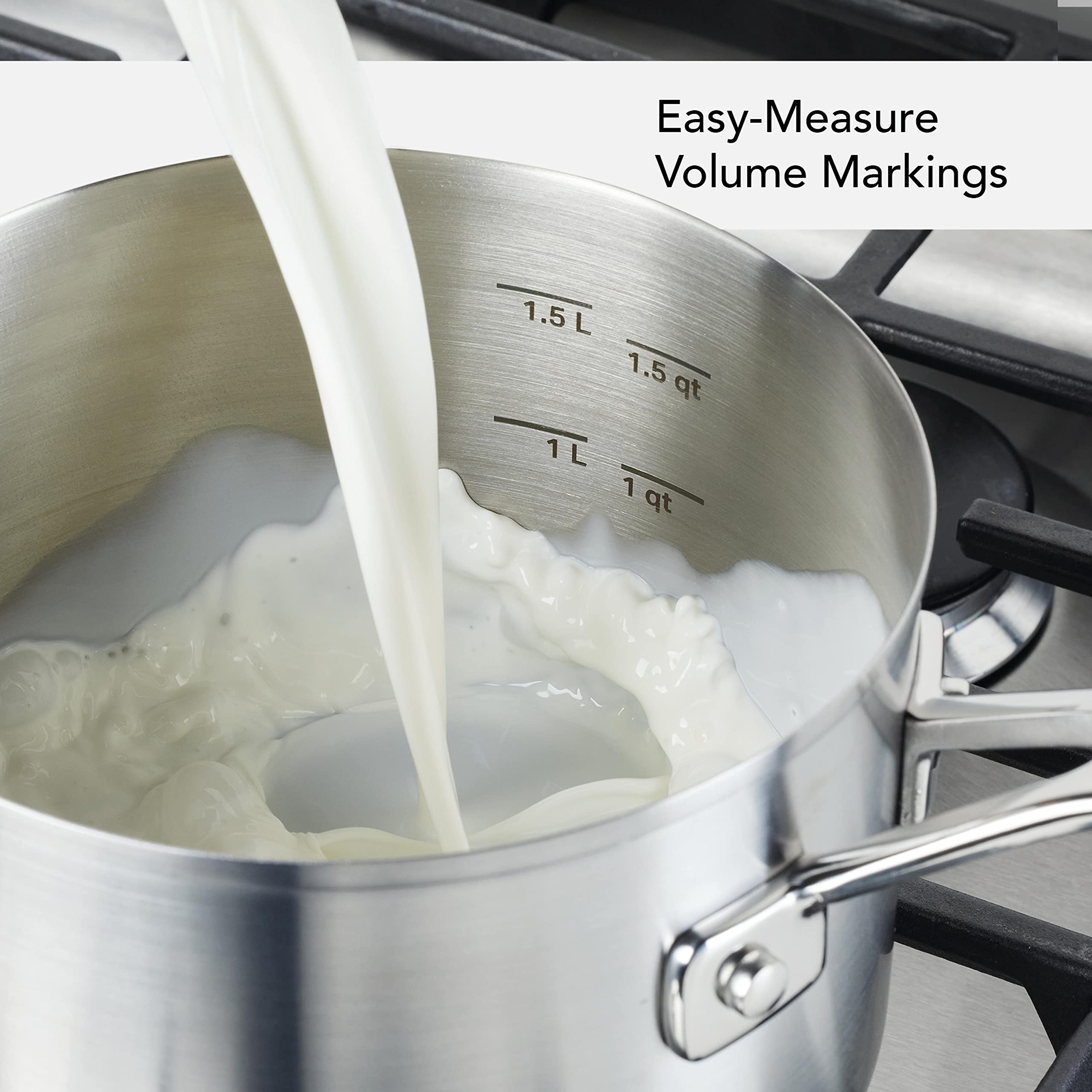 KitchenAid saucepan silicone-grip handle for safer, cooler handling