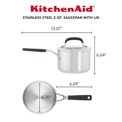 KitchenAid saucepan top view with lid showing clear monitoring benefit