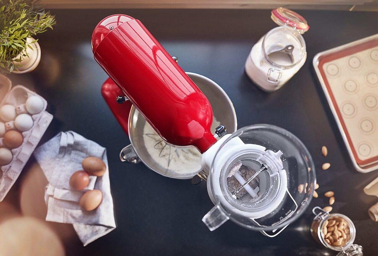 KitchenAid sifter attachment in kitchen with mixer for faster prep