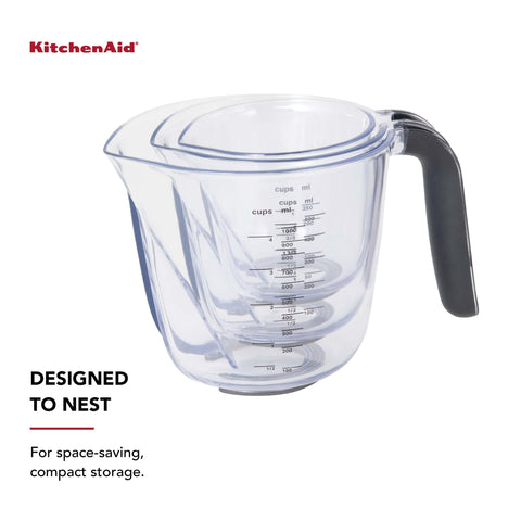 KitchenAid three cups side-by-side showing size range for recipe versatility