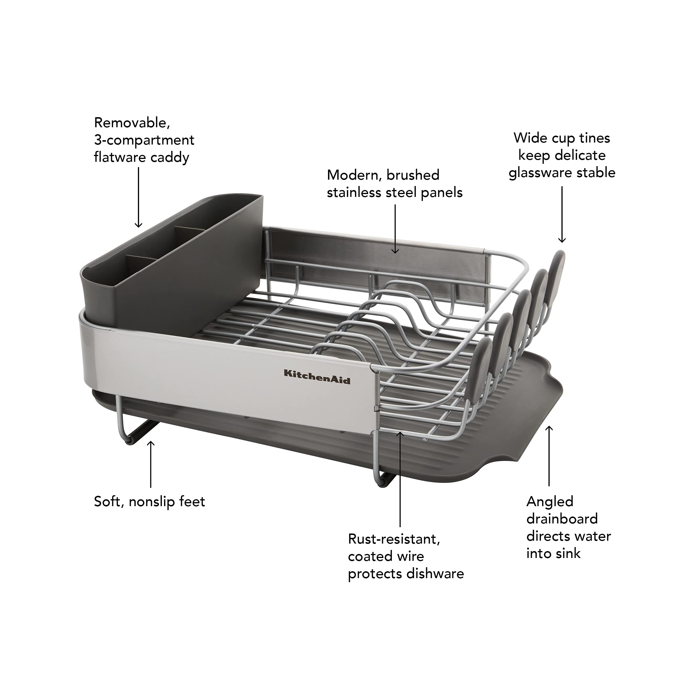 KitchenAid rack next to plates to show compact size and capacity benefit