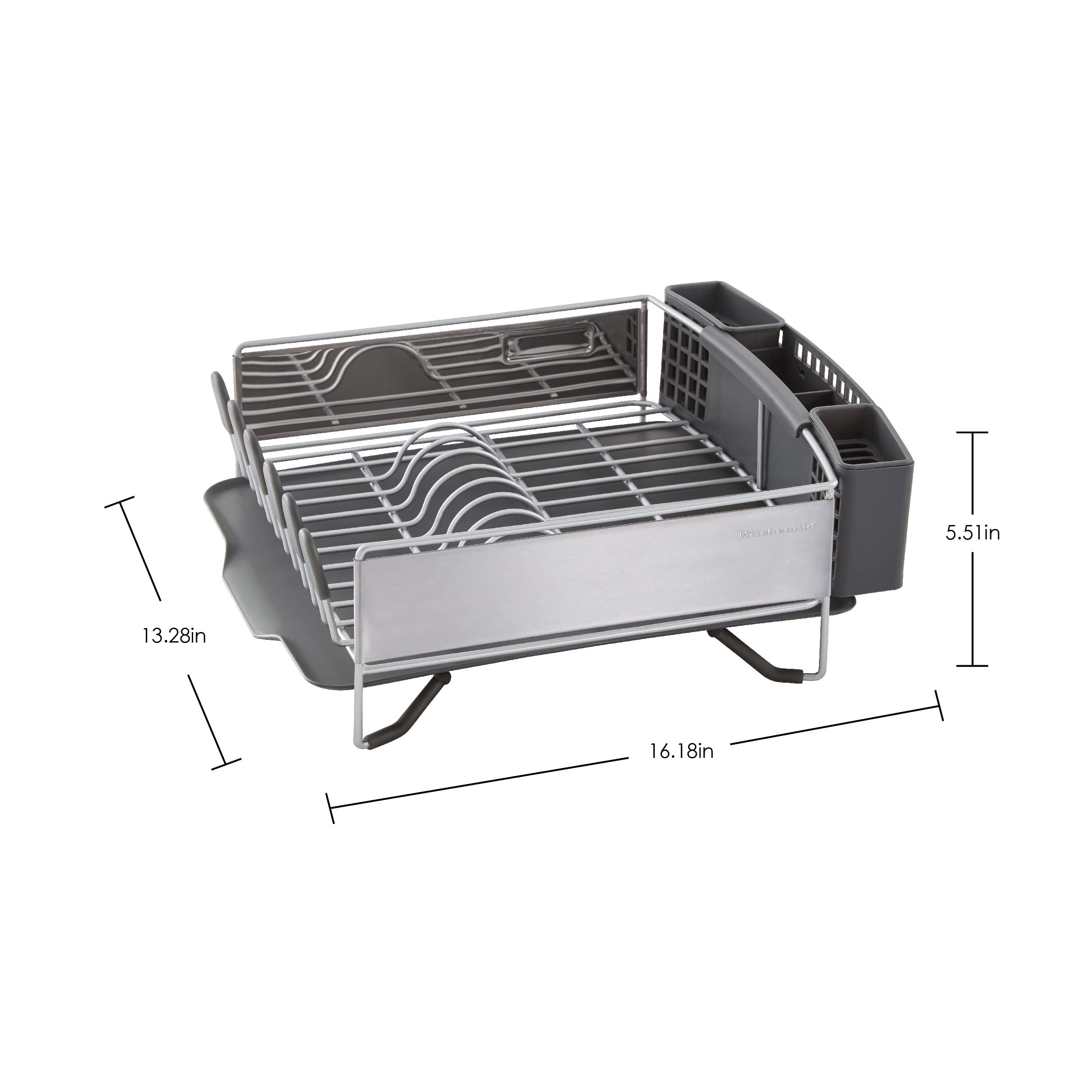 KitchenAid rack beside a dish to show compact 15 by 13.25-inch footprint