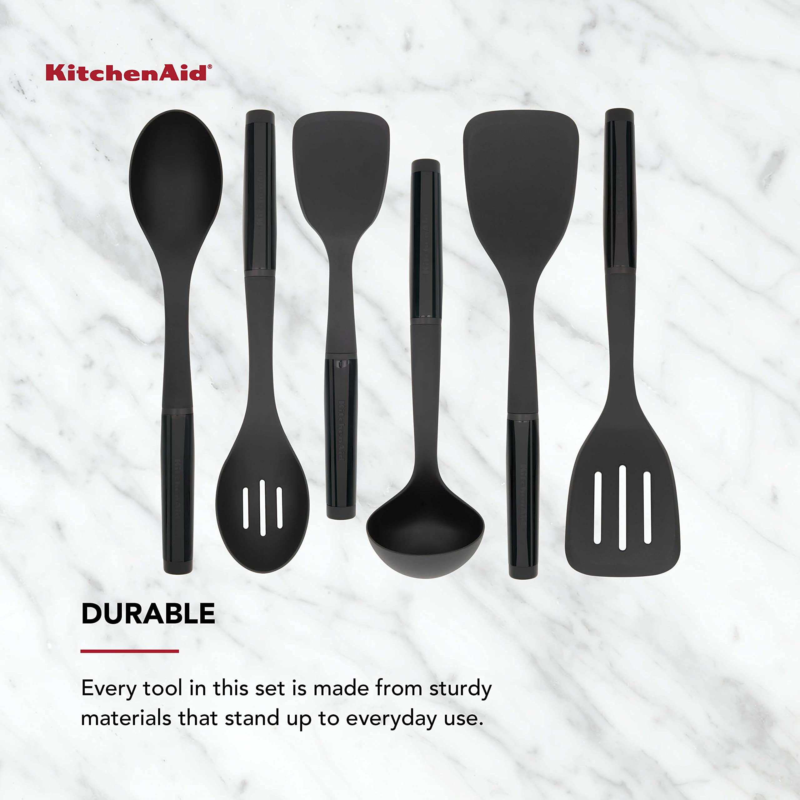KitchenAid slotted turner lifting food while draining excess liquid