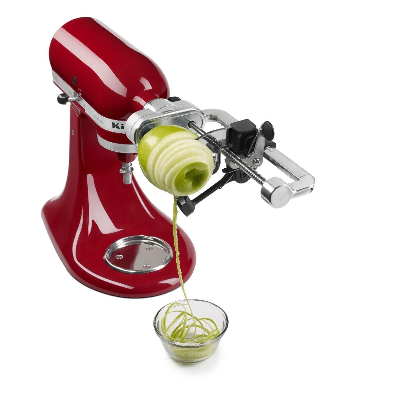 KitchenAid medium spiral vegetable ribbons tossed in sauce demonstrating hearty strands