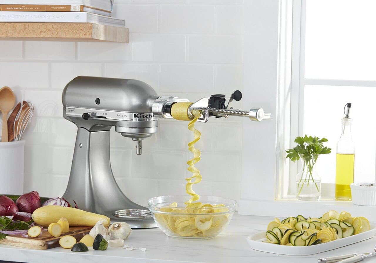 KitchenAid spiralizer beside ruler showing size and scale for kitchen planning