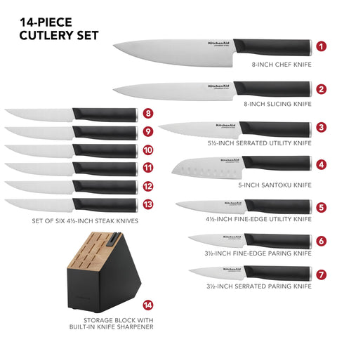 KitchenAid steak knives arranged on table for elegant dining performance