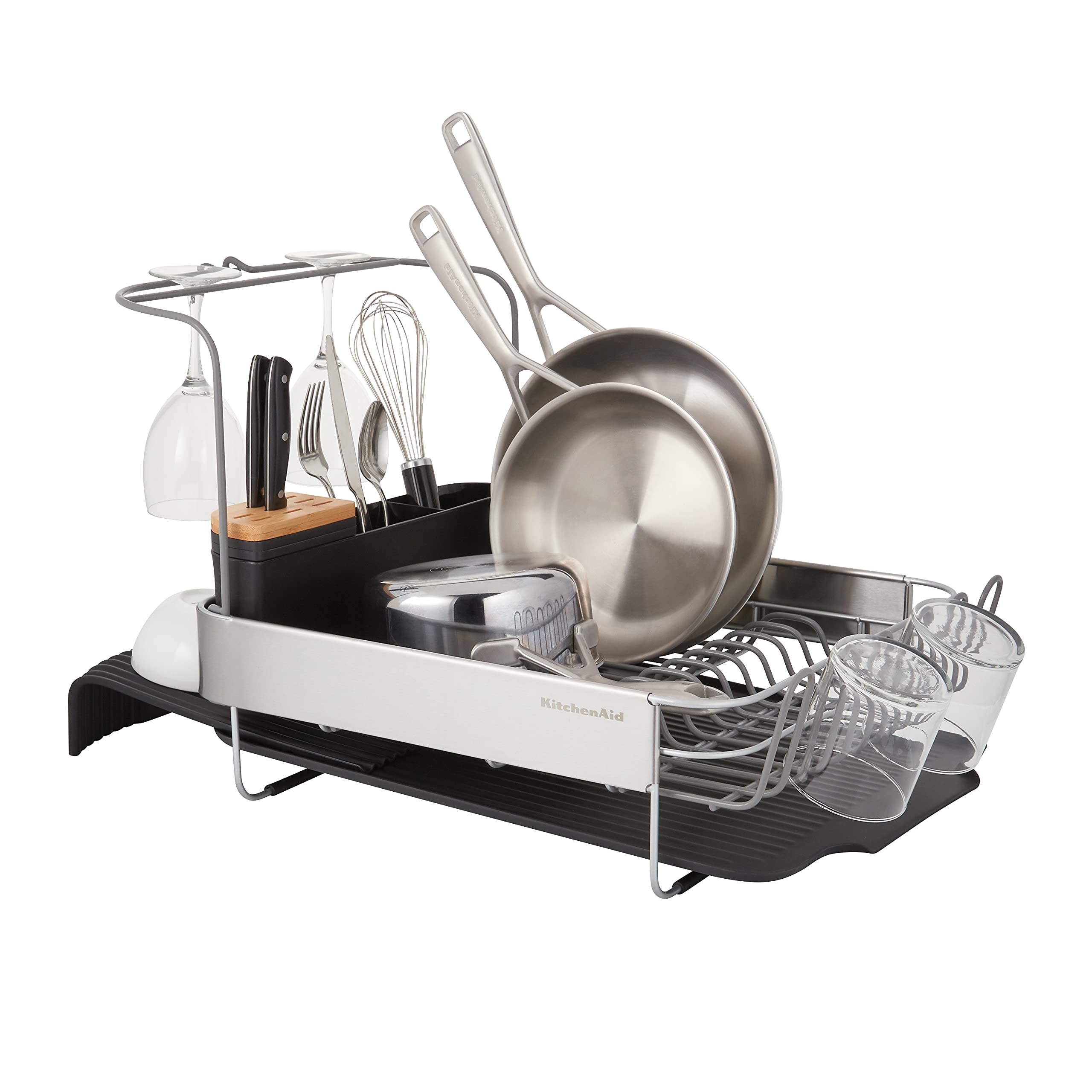KitchenAid stemware attachment holding wine glasses safely during drying