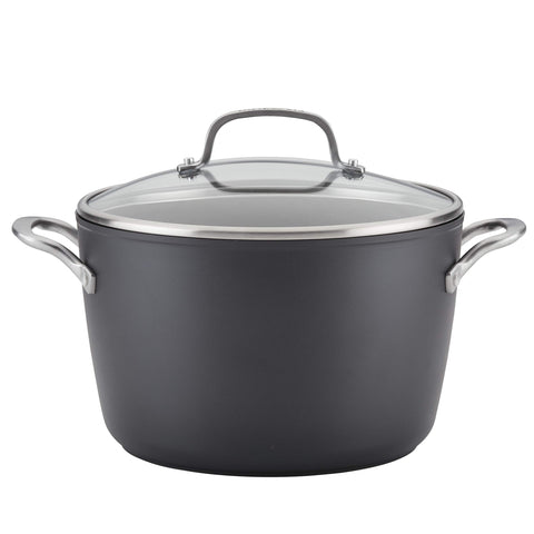 KitchenAid stock pot front view showing full body and lid for versatile cooking