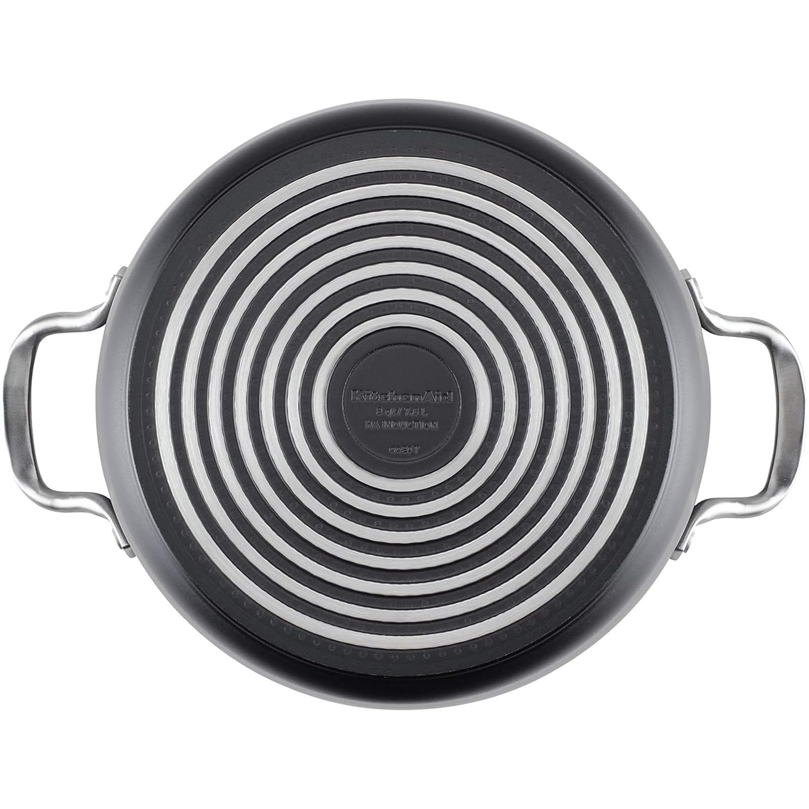 KitchenAid stock pot size scale with utensil showing generous capacity benefit