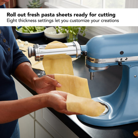 KitchenAid thickness dial detail showing 8 settings for precise sheet control