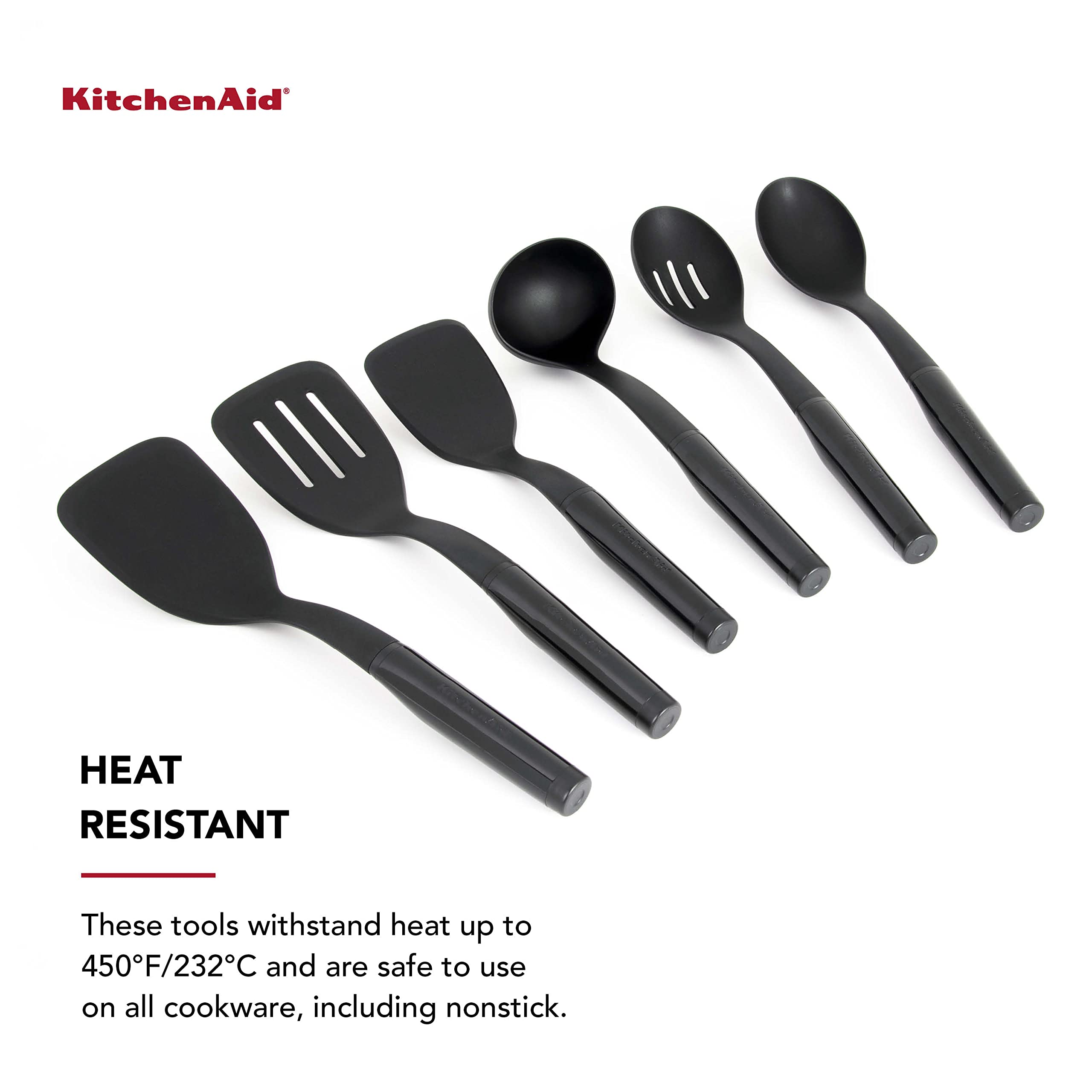 KitchenAid tools arranged in utensil caddy for easy access and storage