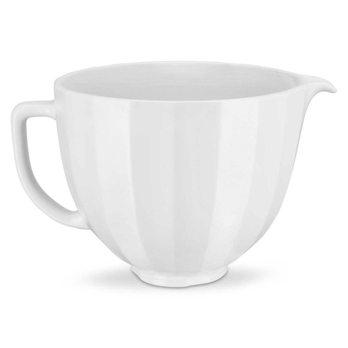 KitchenAid front view of white shell ceramic bowl shows elegant matte finish and fit