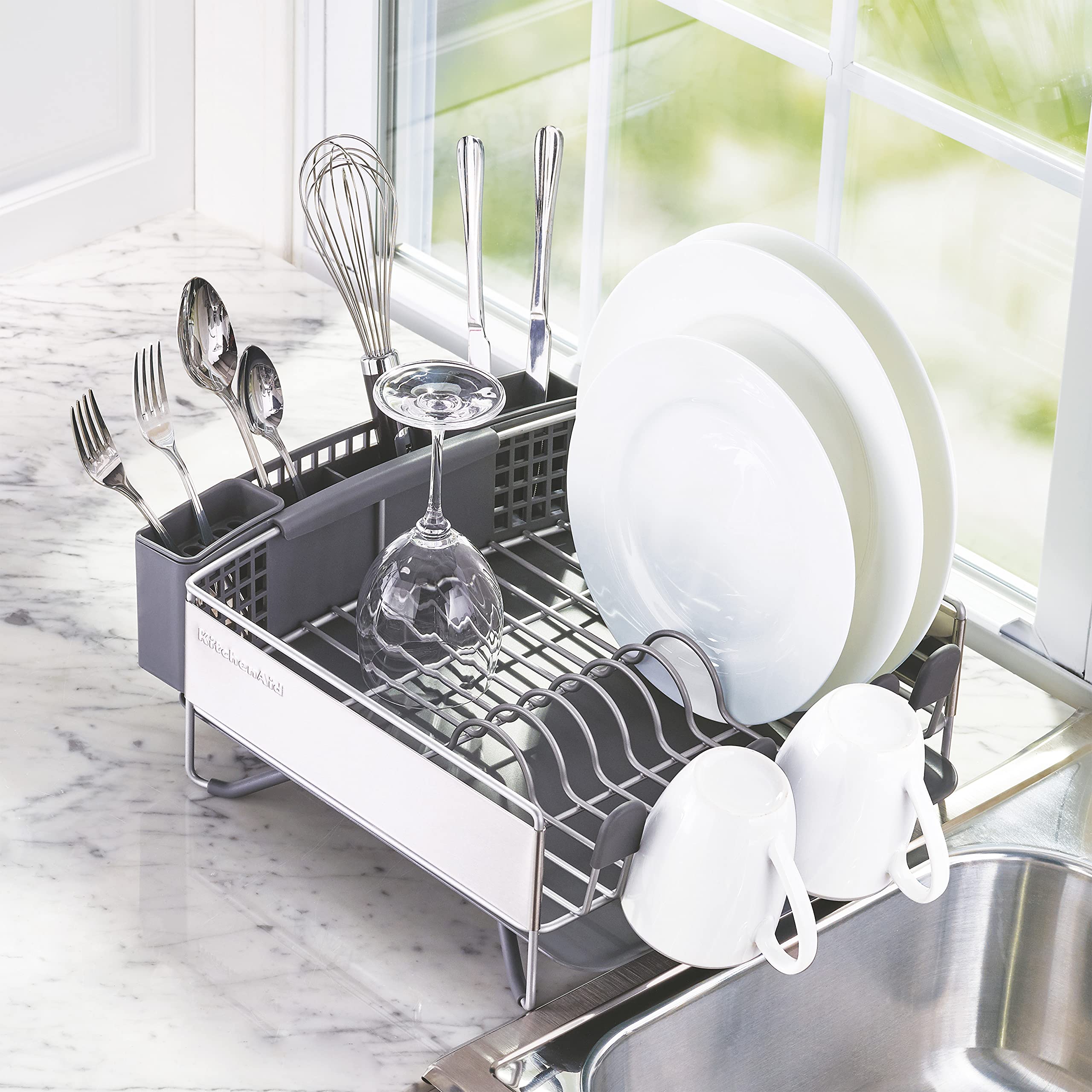 KitchenAid satin-coated wire frame close-up showing rust-resistant, durable construction