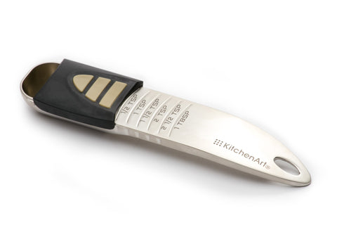 KitchenArt adjustable tablespoon front view showing compact design and space-saving benefit