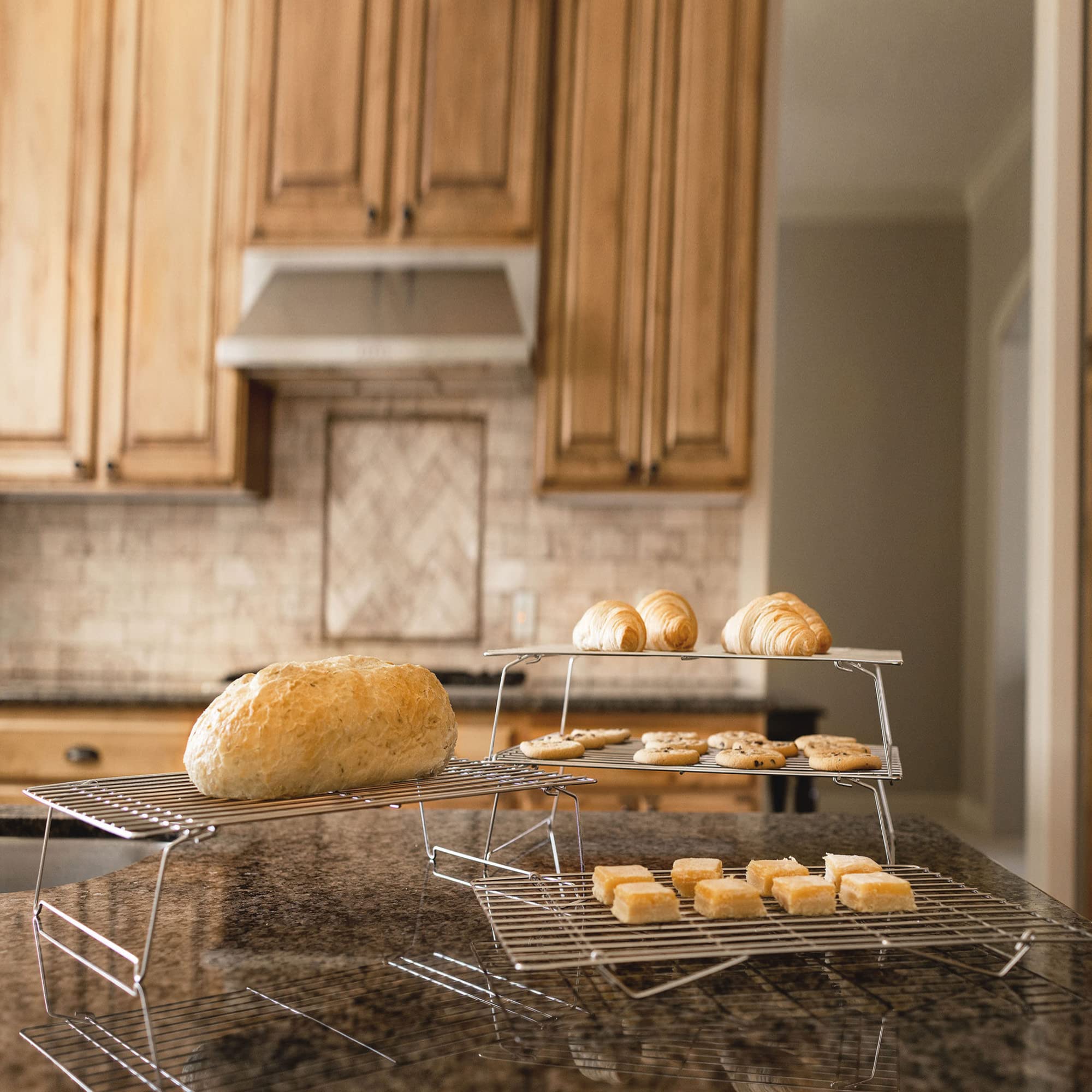 KITCHENATICS rack inside oven with cookies demonstrating oven-safe cooking up to high temperatures