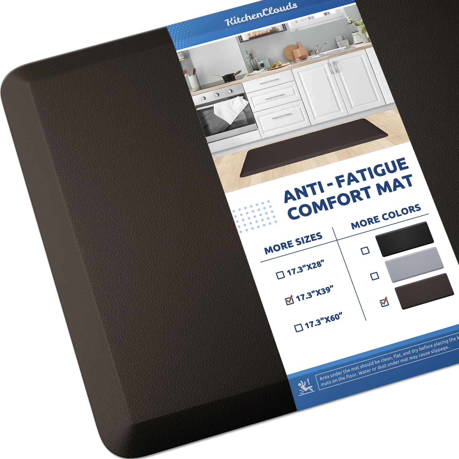KitchenClouds front view of mat showing full surface and neutral color for comfort