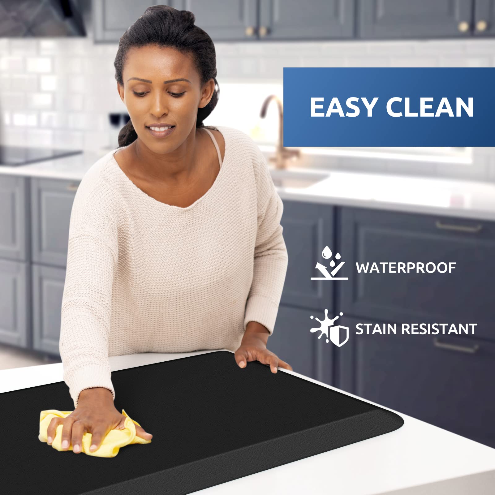 KitchenClouds side profile highlighting 0.8 inch thickness for supportive standing comfort