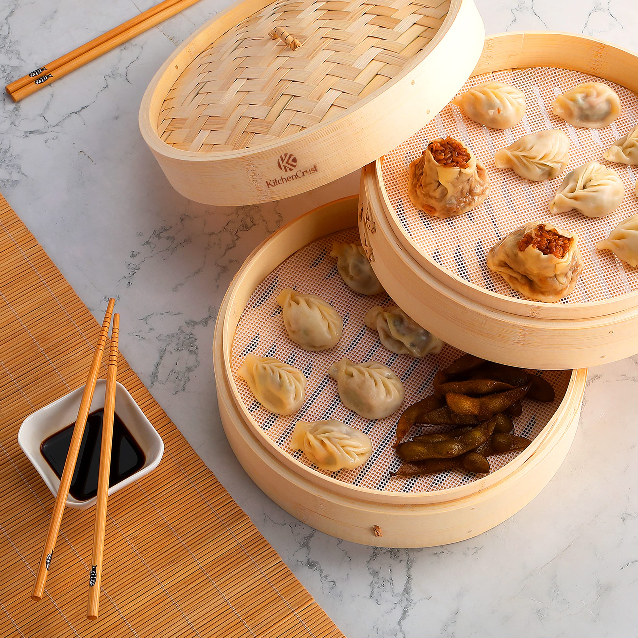 KitchenCrust chopsticks and sauce dish arranged, ready-to-serve presentation and convenience