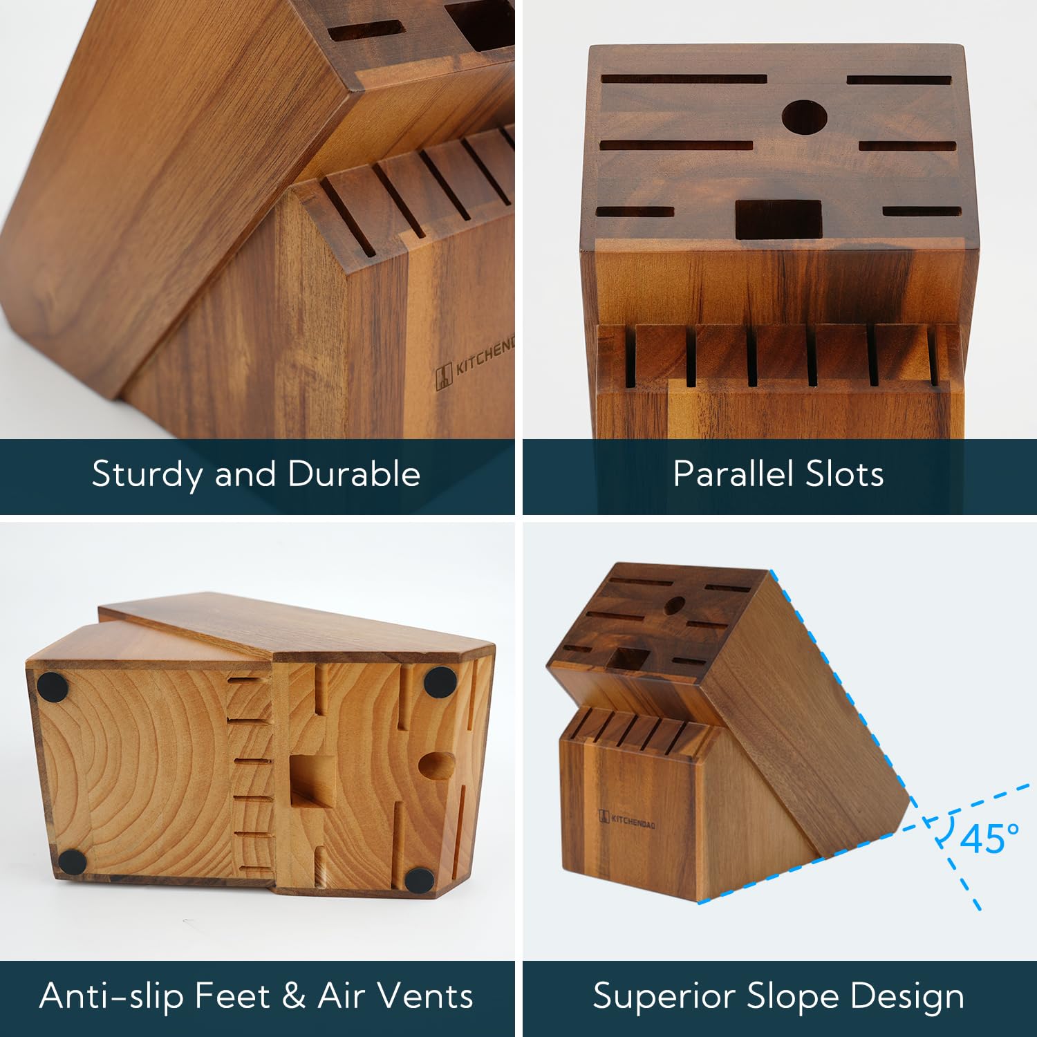 KITCHENDAO underside showing air vent and anti-slip feet ensuring stability