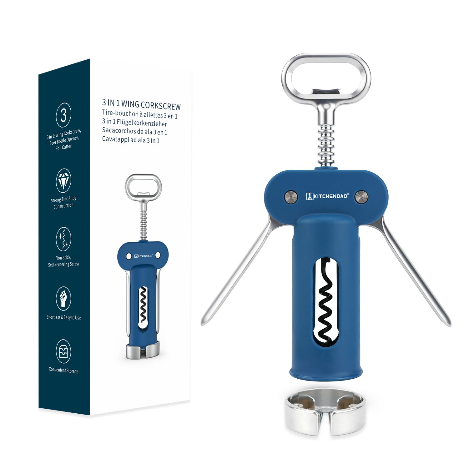KITCHENDAO front packaging in blue showing included tools and gift box benefit