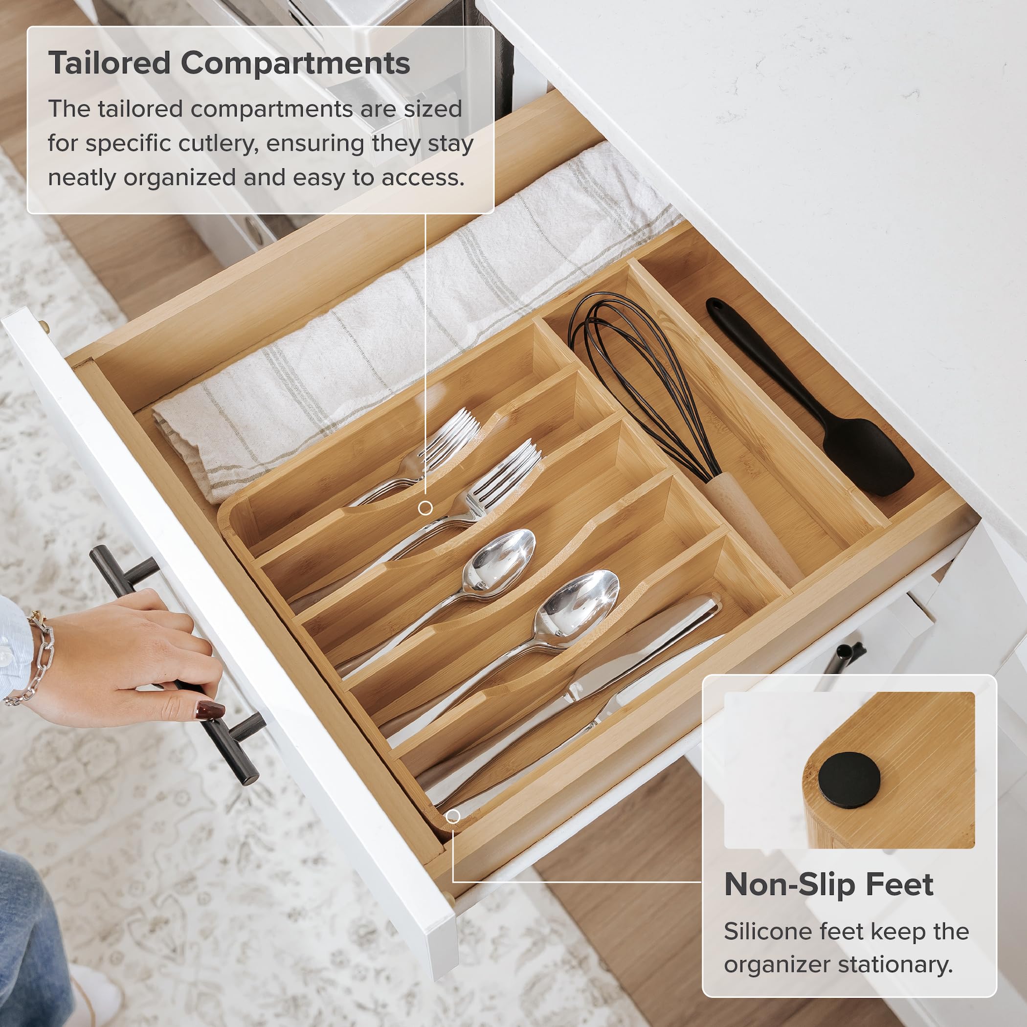 KitchenEdge height comparison showing 2.7 inch capacity for bulky utensils