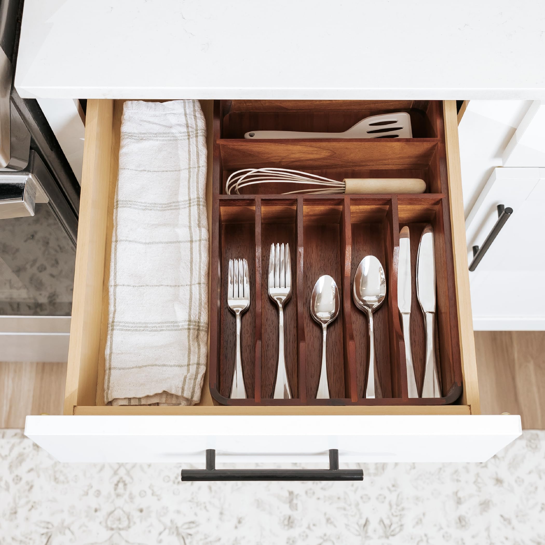KitchenEdge organizer on kitchen counter illustrating organized, attractive storage