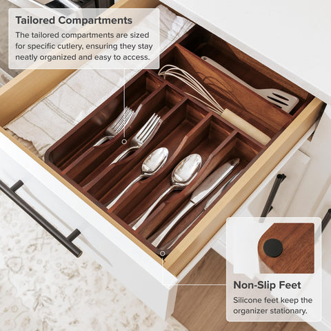 KitchenEdge organizer next to ruler to show exact 10.5 inch width and fit