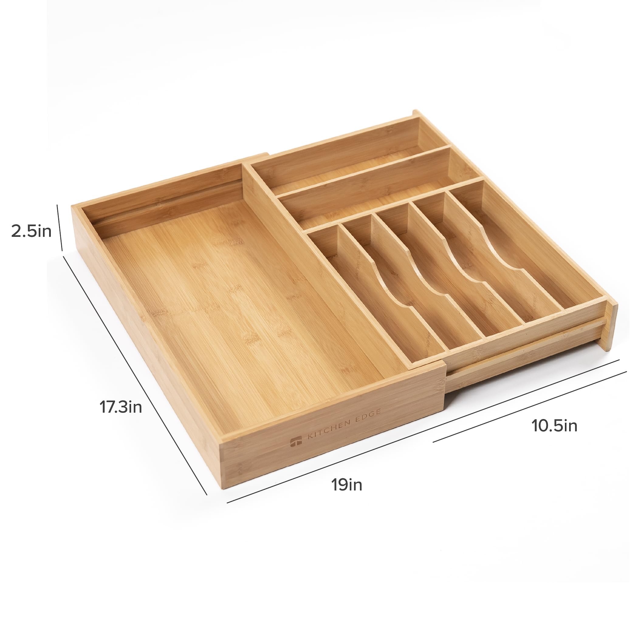KitchenEdge showing adjustable width expansion to match different drawer sizes