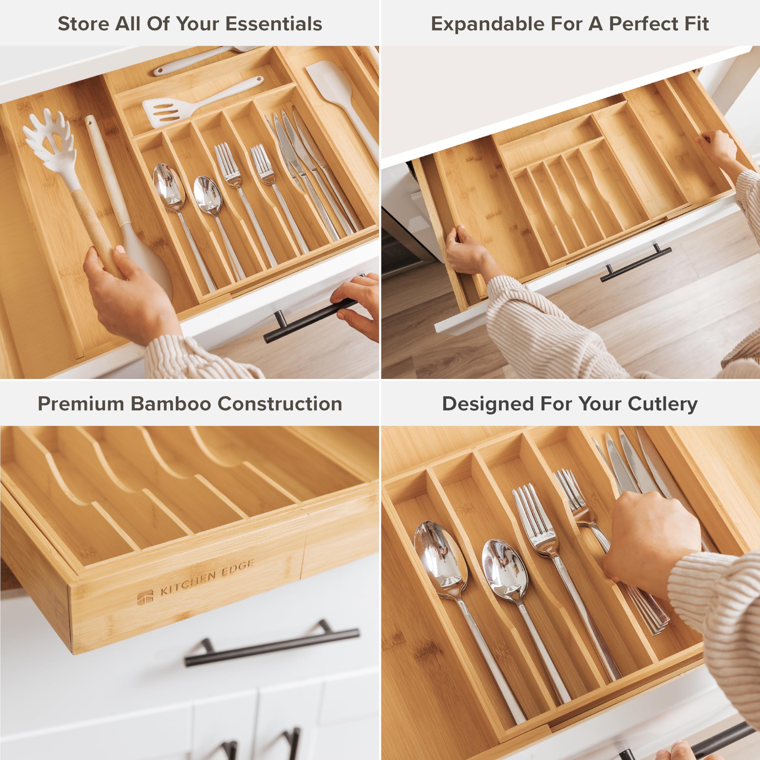 KitchenEdge close-up of deep compartment interior for easier utensil access