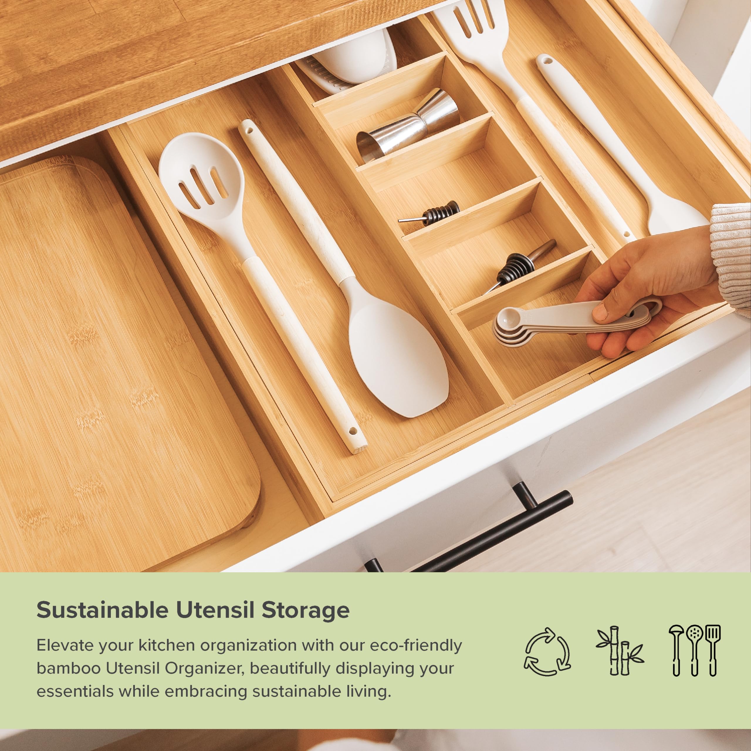 KitchenEdge inside drawer showing scale and fit benefit in a real drawer