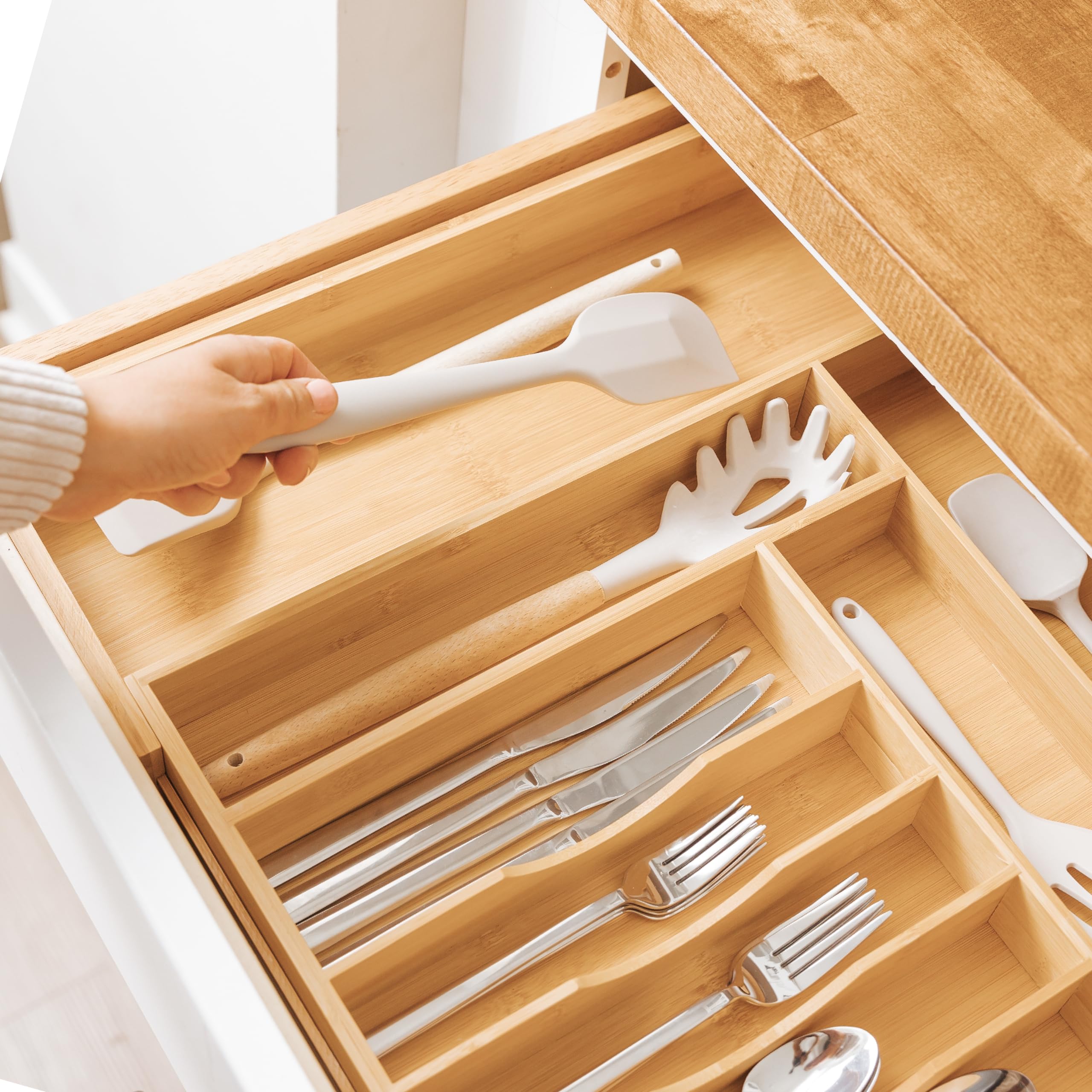 KitchenEdge organizer in use with sorted utensils for faster meal prep