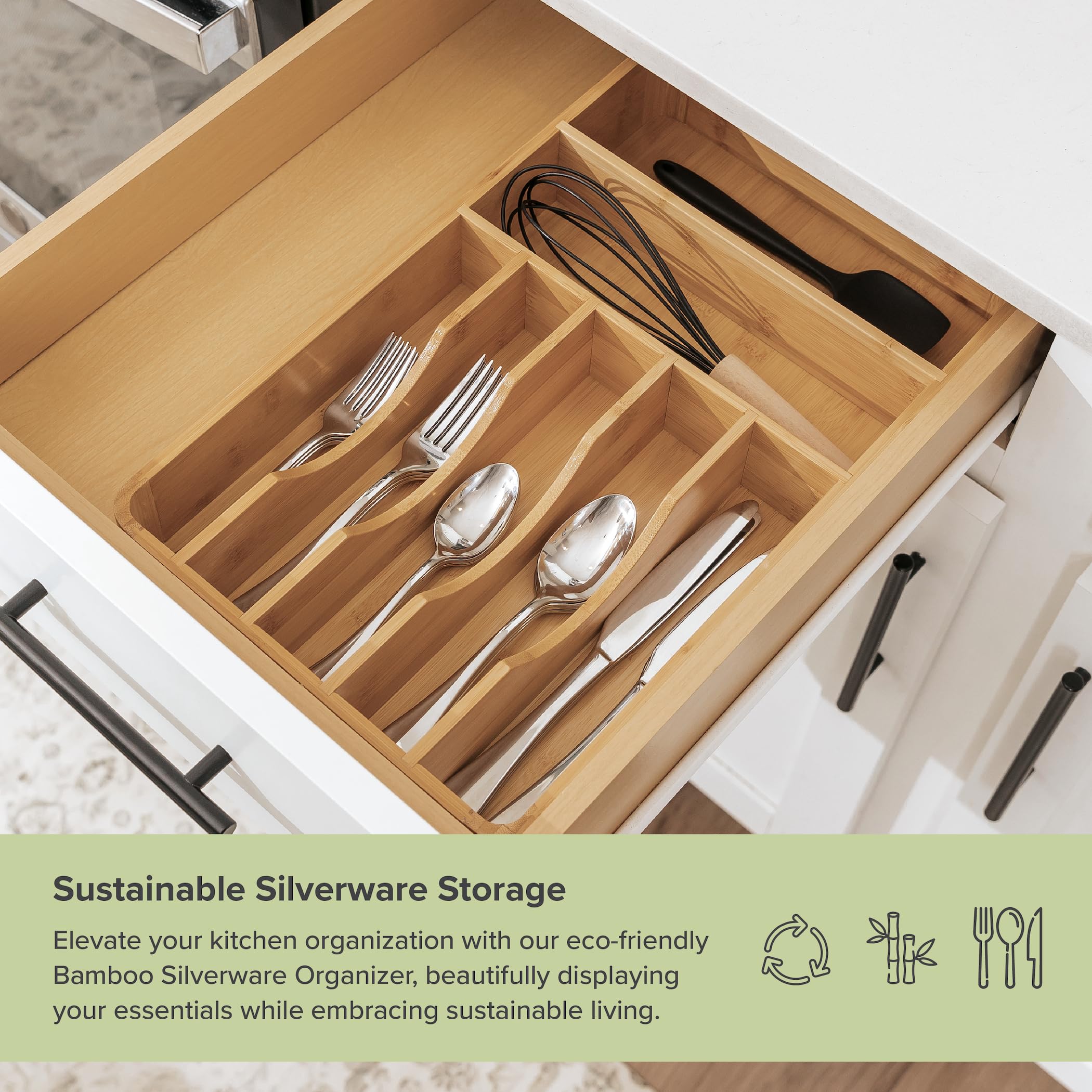 KitchenEdge filled with flatware demonstrating organized storage benefit