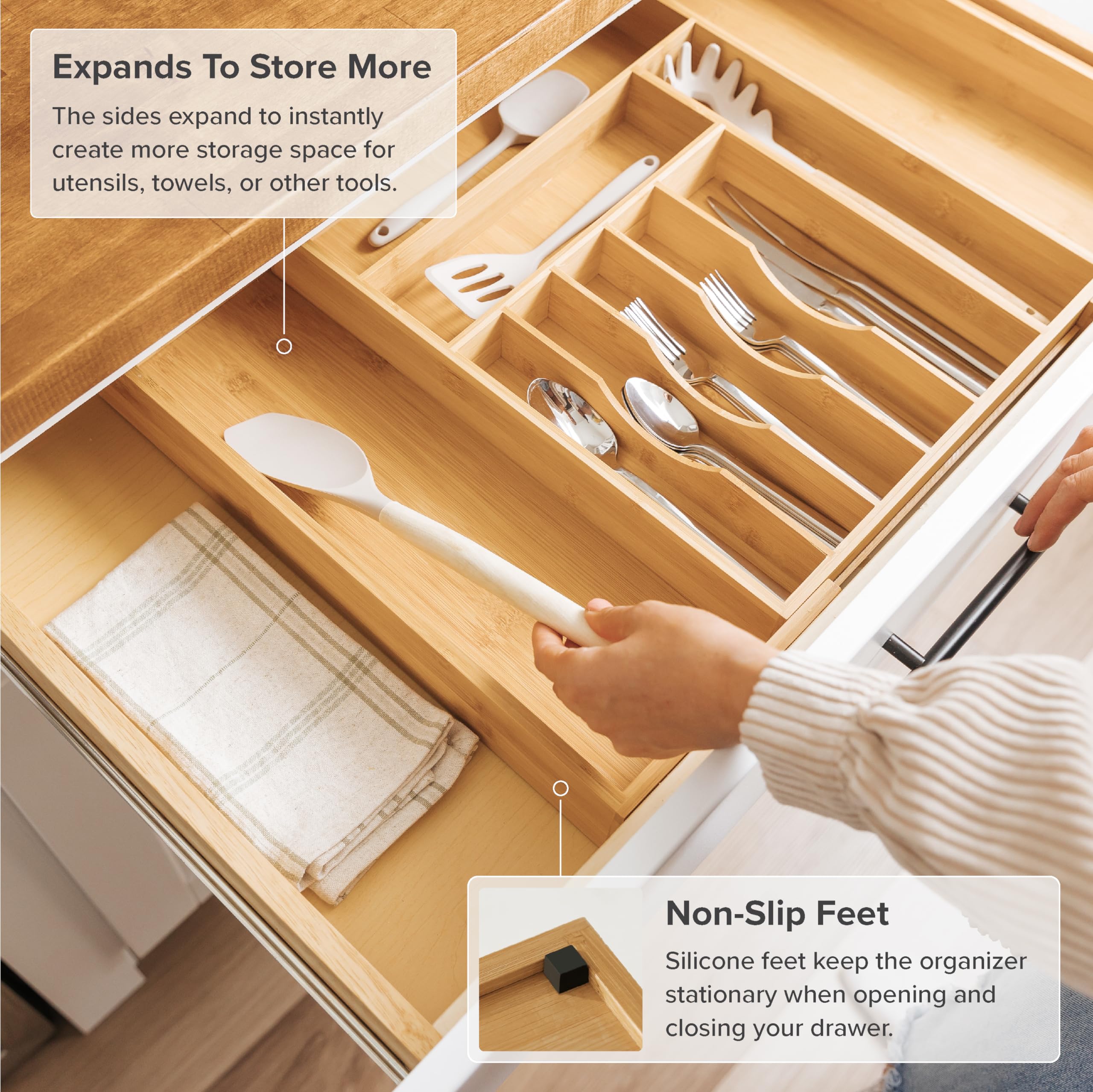 KitchenEdge side profile showing 2.7 inch height for taller utensils and handles