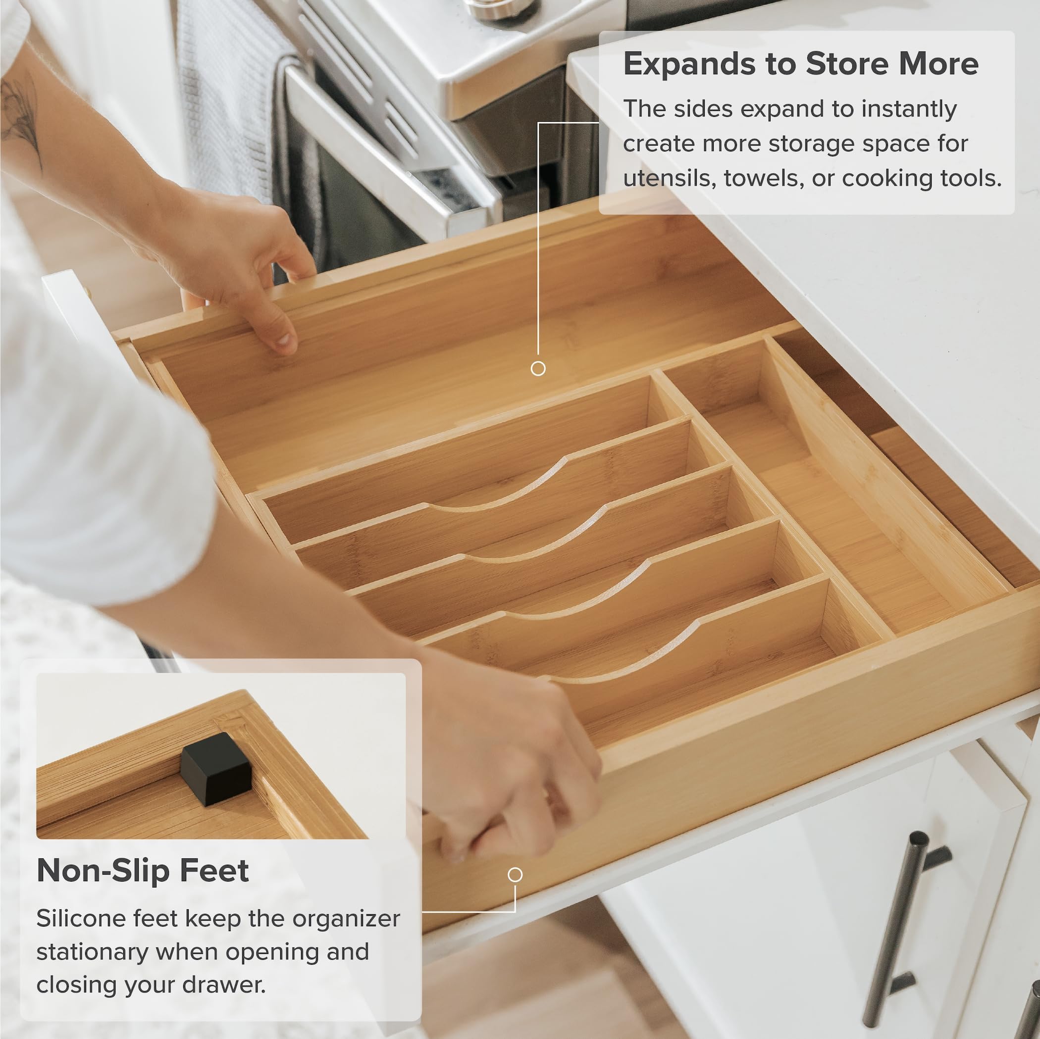 KitchenEdge filled with forks spoons and knives for fast selection and tidy storage