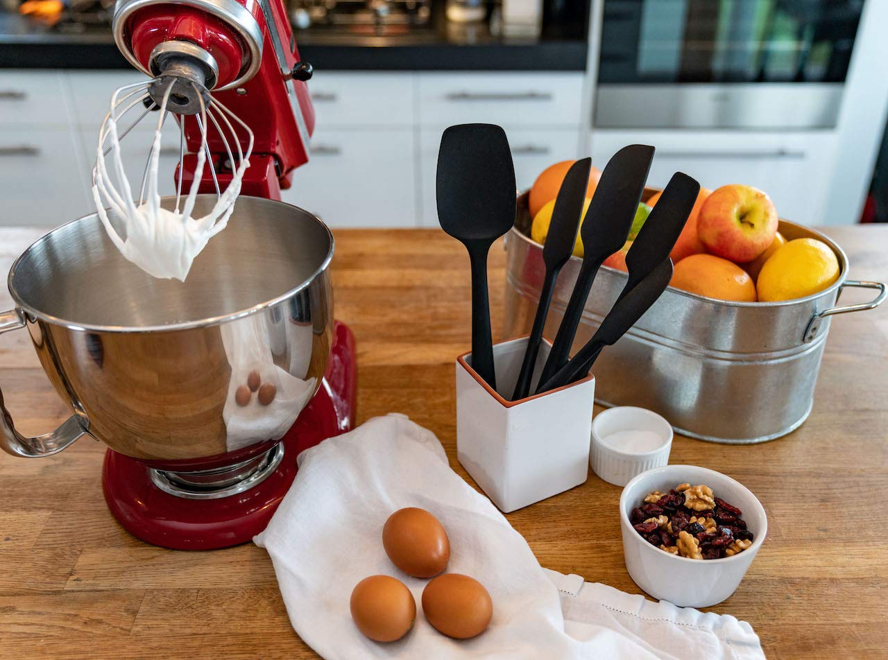 KITCHENLOVE spatula flipping a pancake safely on a skillet