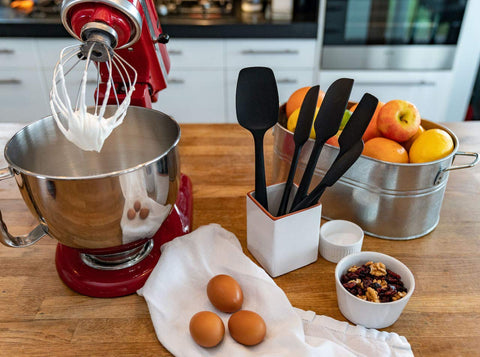 KITCHENLOVE spatula flipping a pancake safely on a skillet