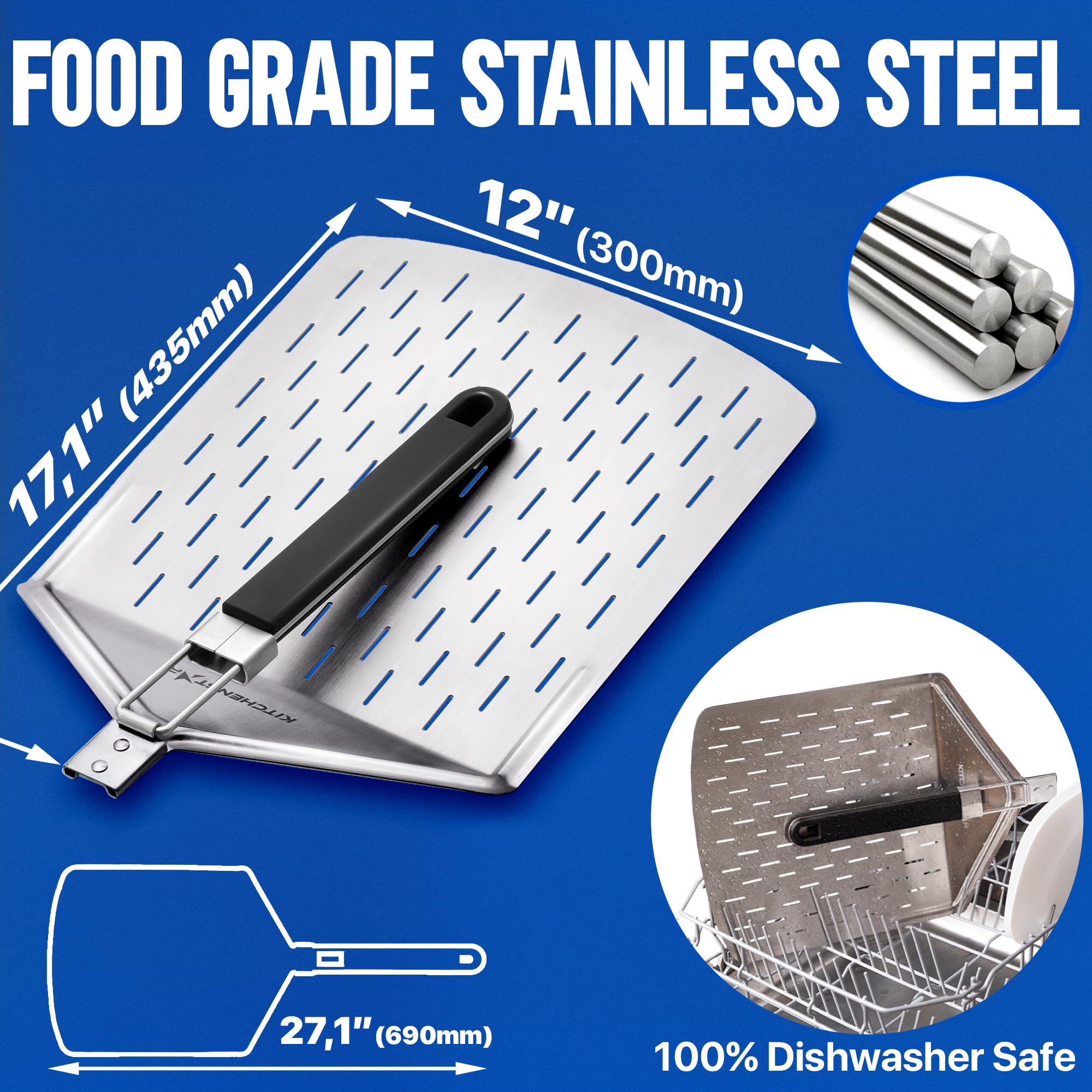 KitchenStar folded handle stowed compactly for easy storage and transport