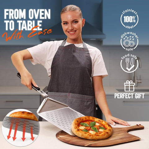 KitchenStar close-up of perforated surface improves airflow for crisp crusts