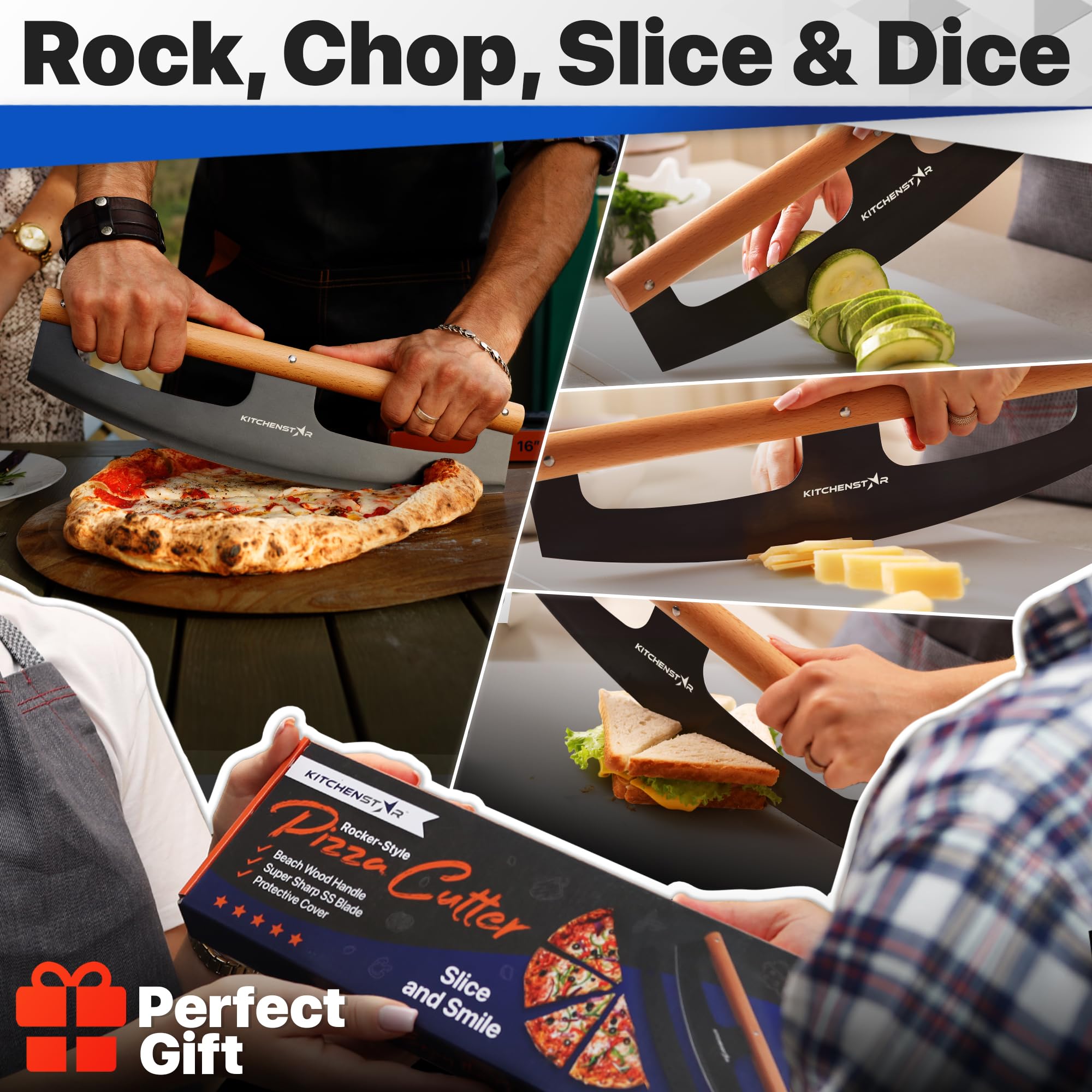 KitchenStar size comparison next to plate showing full 14-inch length